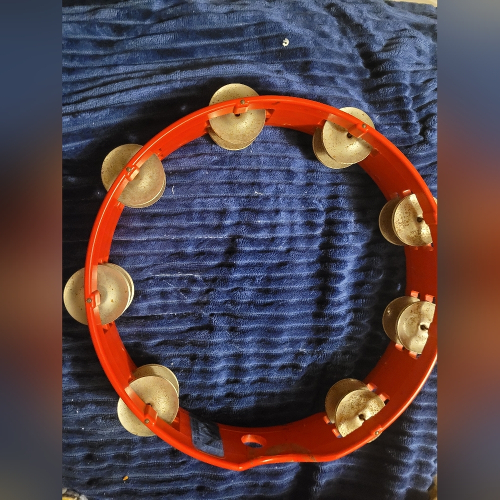 Red Tambourine with Silver Discs